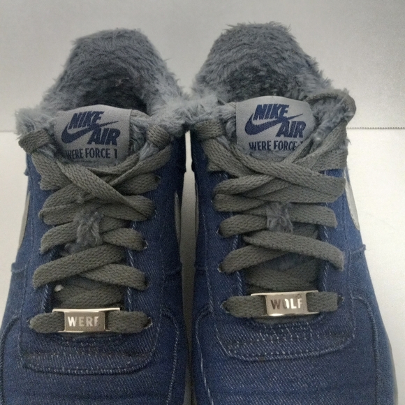 Nike Air Force 1 Werewolf Edition Denim Blue/Gray Size 6.5Y or Women's 8 - Picture 4 of 8